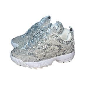 Fila Women's Grey and White Snakeskin Trainers